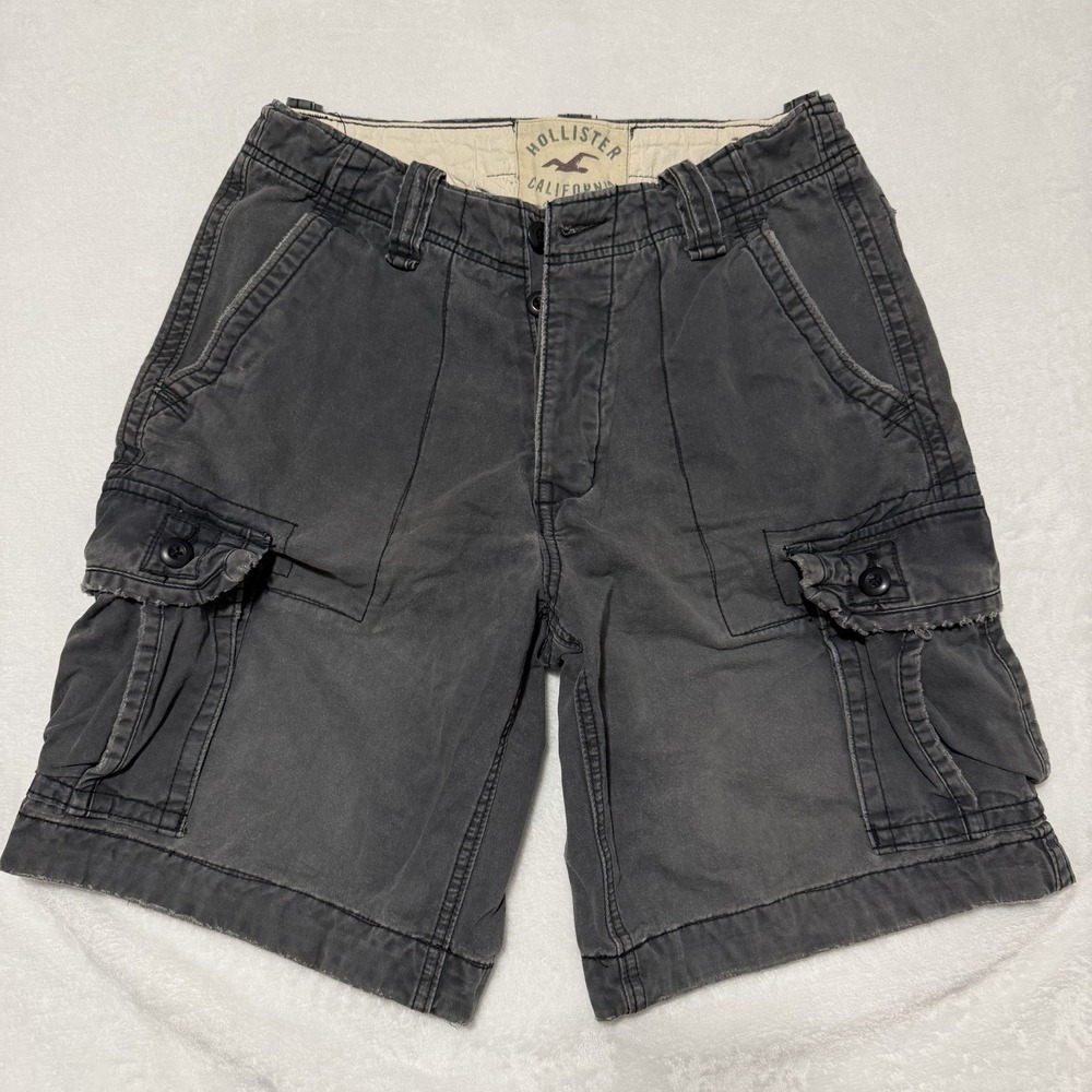 Hollister Button Fly Cargo Utility Shorts Mens Sz 30 Charcoal Gray Grey Y2K
